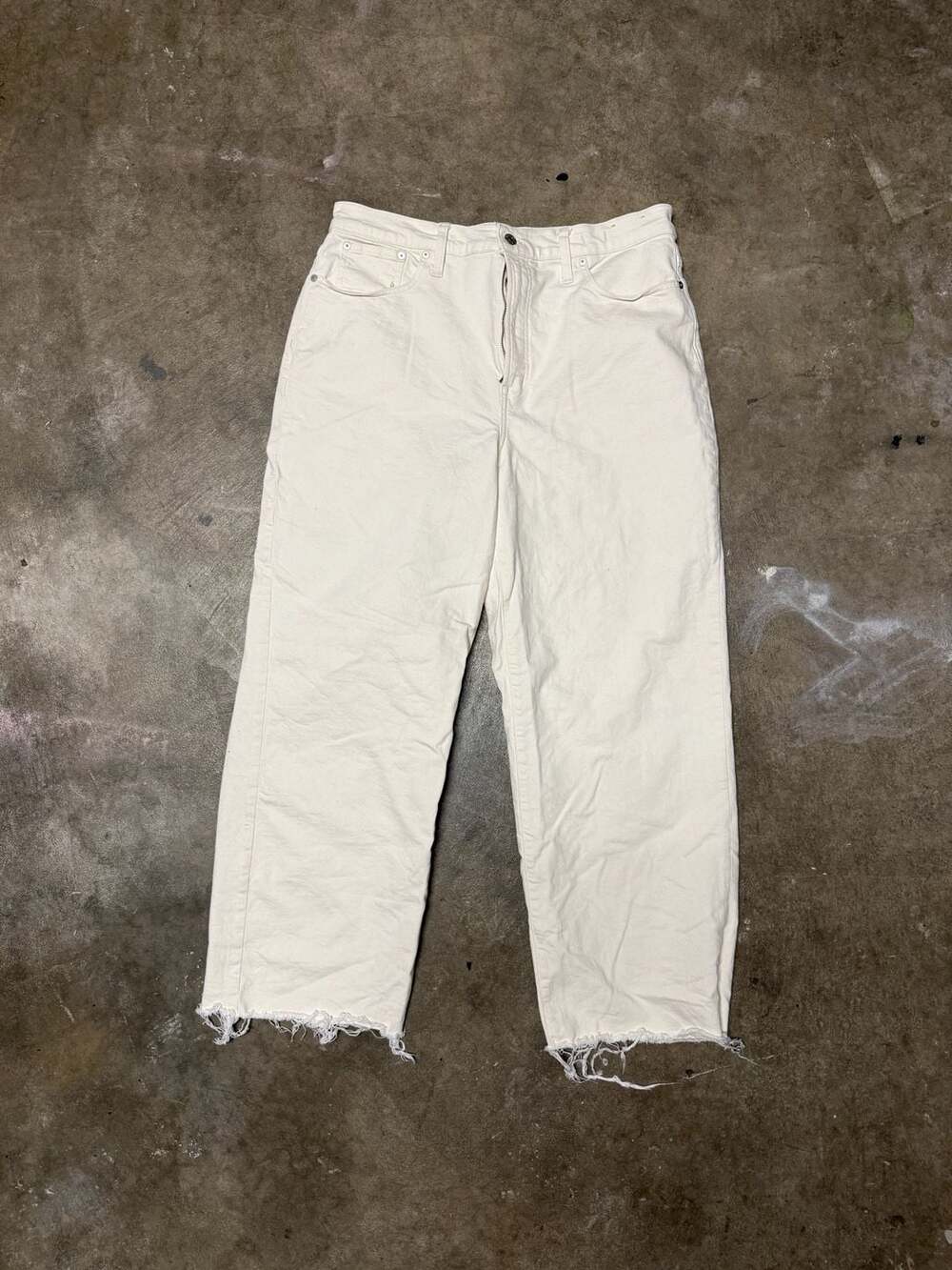 Madewell The Perfect Vintage Wide-Leg Crop Jean Size 32T White Denim Pants